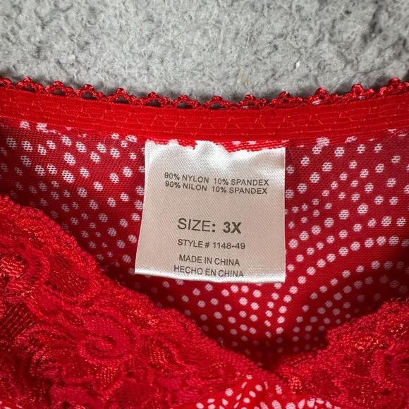 Dreamwear Lingerie Top Womens 3X Red Babydoll Slip Dress Sexy Lace Flowy Y2K - Picture 7 of 12